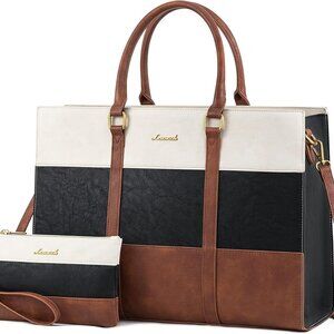 Laptop Bag for Women, 15.6 Inch Work Bags for Women, Vintage Leather Laptop Tote